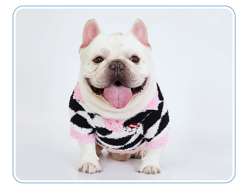 Winter Fleece Dog Sweaters Cat Warm Thicken Fashion Clothing Black and White Rhombus Print Pet Clothes Puppy Dogs Pullover Style