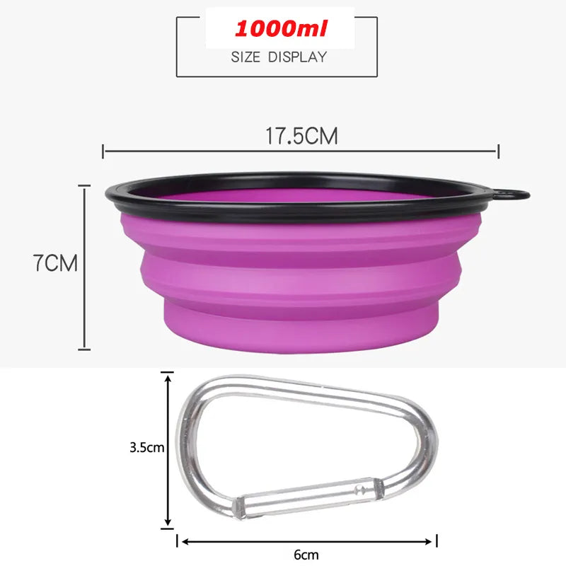 Grand bol pliable en Silicone pour animaux de compagnie, grand bol pliable de 1000ml pour chien, voyage en plein air, récipient de nourriture Portable pour chiot, bol d'alimentation