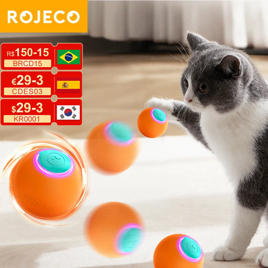 ROJECO chat jouets intelligent interactif chat balle rebondissante automatique roulement balle formation auto-mobile électrique jouet chien accessoires pour animaux de compagnie