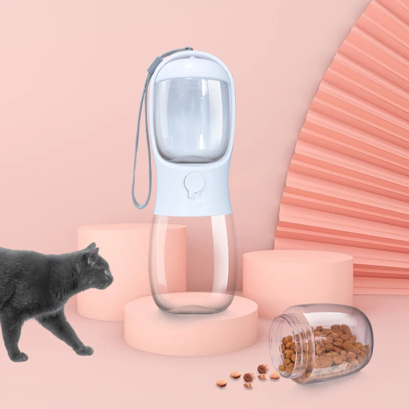 Bouteille d'eau Portable 2 en 1 de 300ml, matériau de qualité alimentaire pour chien et chat, tasse d'eau de voyage pour animaux de compagnie avec distributeur de nourriture