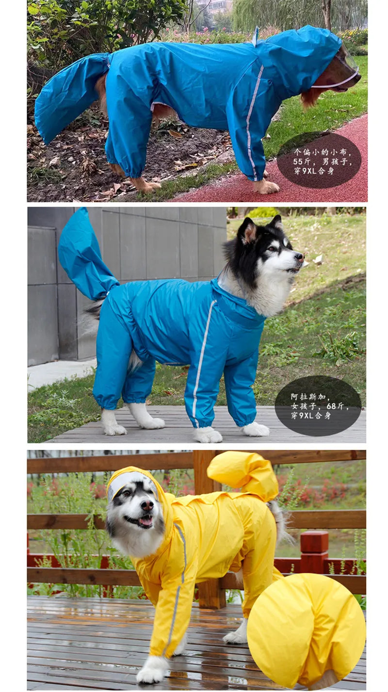 Chubasquero para perros grandes, chaqueta impermeable con capucha y cubierta trasera extraíble, ropa para mascotas Husky Samoyedo