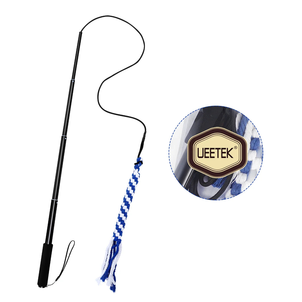 UEETEK Palo Interactivo Retráctil para Perros, Palo Extensible para Coquetear, Divertido Persecudor de Cola y Ejercitador para Mascotas (Negro, Talla L)