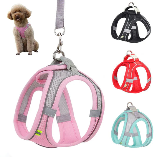 Dog Harness Leash Set for Small Dogs Adjustable Puppy Cat Harness Vest French Bulldog Chihuahua Pug Outdoor Walking Lead Leash Accessories