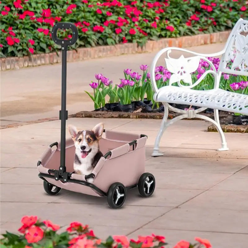 Stroller for Dog Rolling Cat Carrier Pet Carriage 4 Wheels Lightweight Folding Trolley Dog Cart for Travelling Shopping Walking