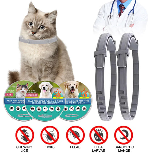 Collar antipulgas y garrapatas para perros y gatos, Collar ajustable de prevención para mascotas, repelente de insectos y plagas, suministros para cachorros, 1 ud.