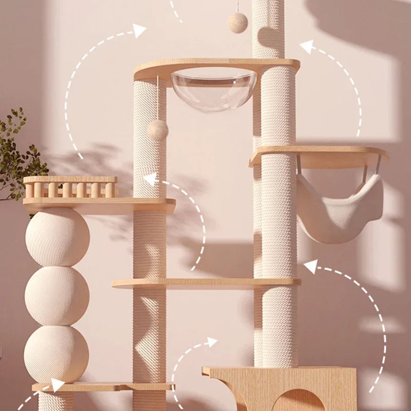 Tower Tree Cat Scratcher Toy Stairs Luxury Large Playground Villa Cat Tree Climbing Set Gato Pet Products