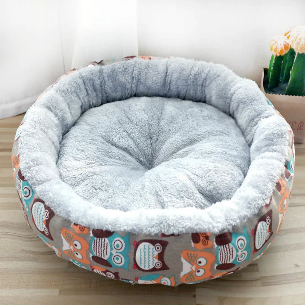 Winter Pet Dog Cat Bed Kennel Dog Round Cat Super Warm Soft Sleeping Long Plush Puppy Cushion Mat Portable Cat Supplies