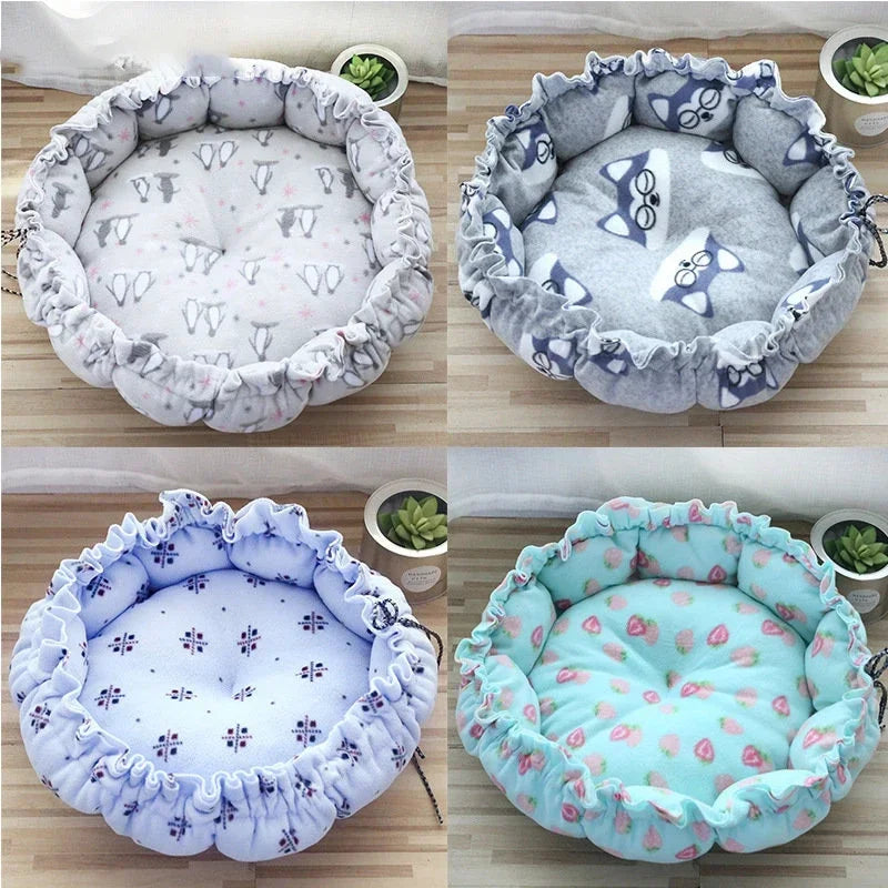 Round Cat Bed House Long Plush Pet Bed For Cats Cushion For Dogs Mat Warm Pet Home Washable Dog Sofa Soft Sleeping