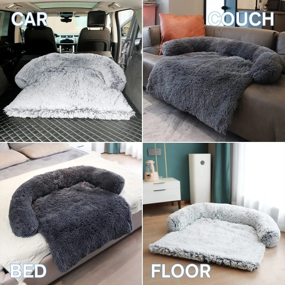 Cama calmante para perros, alfombrilla de felpa esponjosa para Protector de muebles con funda lavable extraíble para perros y gatos grandes, medianos y pequeños