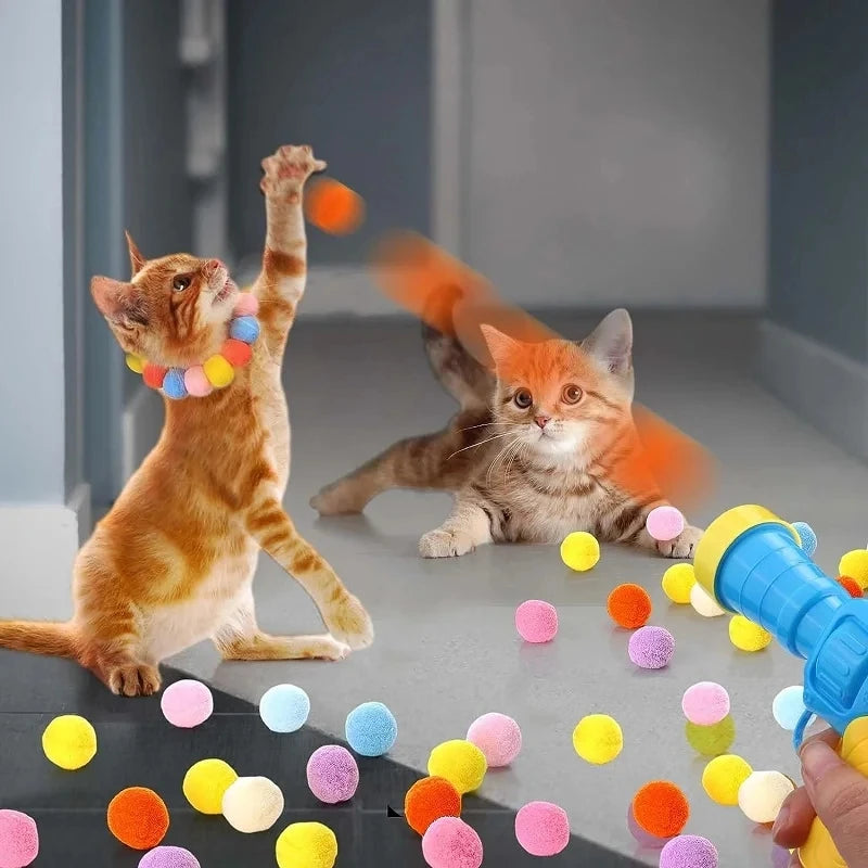 Jouets interactifs pour chats, jouet d'entraînement au lancement pour chaton, Mini pistolet de tir créatif, jouets en peluche extensible, fournitures pour animaux de compagnie