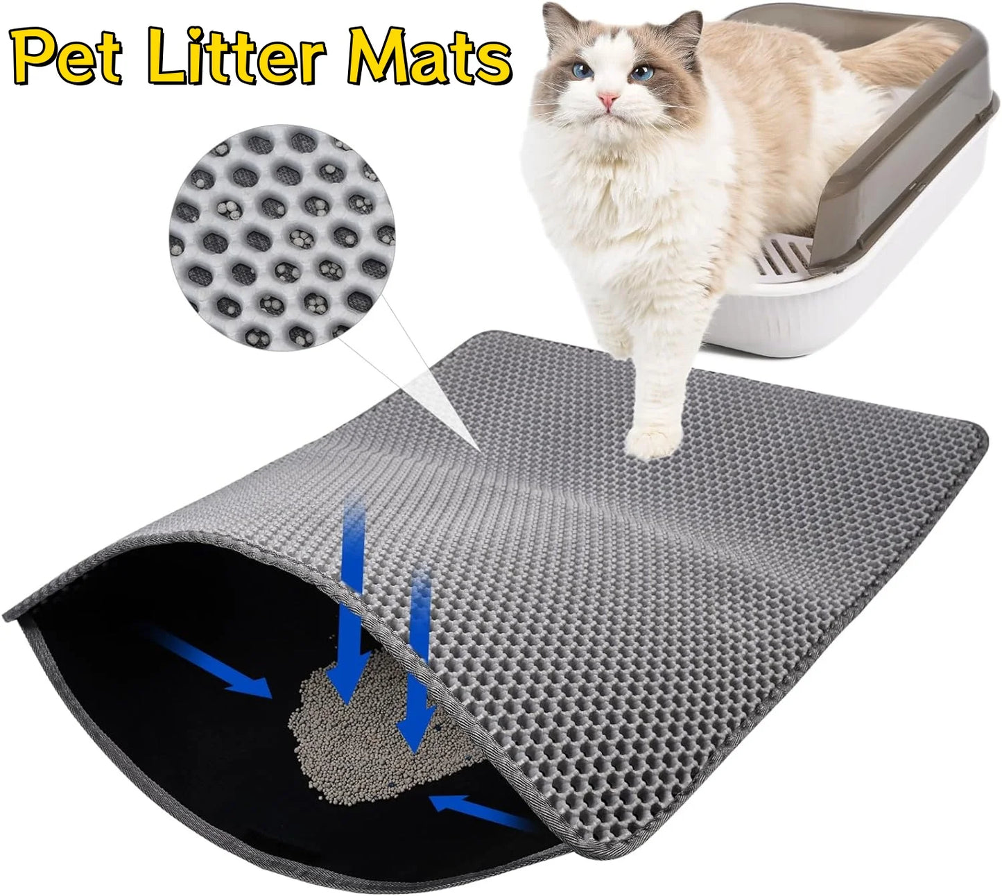 Estera para residuos de Gato impermeable de doble capa EVA plegable para atrapar arena para gatos alfombra para mascotas almohadillas de cama para gatos suministros de limpieza para mascotas