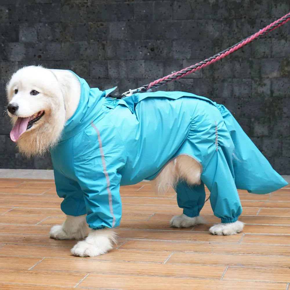 Chubasquero para perros grandes, chaqueta impermeable con capucha y cubierta trasera extraíble, ropa para mascotas Husky Samoyedo