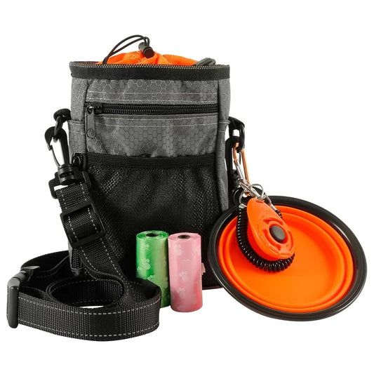 Bolsa portátil para golosinas para mascotas, soporte para alimentos, cinturón ajustable, bolsa de basura, Kit plegable, bolsa de entrenamiento para perros multifunción para exteriores, accesorios