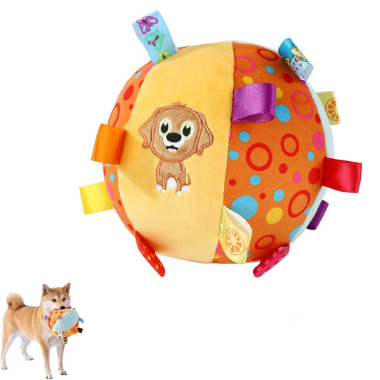 1pc Interactive Ball Dog Toy Plush Dog Toys Soccer Ball with Straps Dog Training Toy Dog Balls for Small & Medium Dog