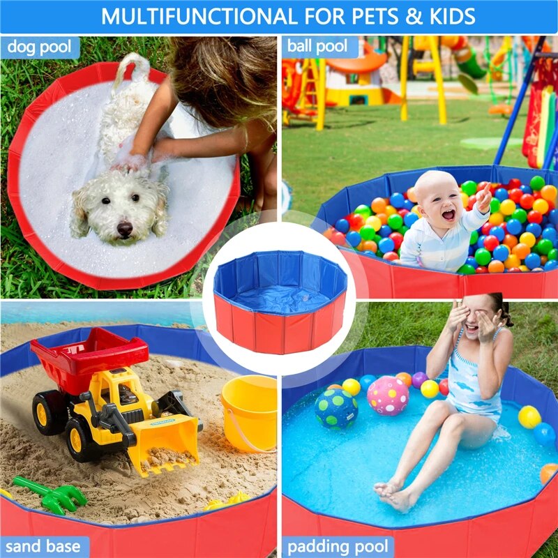 Piscina plegable para perros, piscina de bolas para niños, interior, exterior, verano, baño fresco, bañera de lavado, 60-80 cm de diámetro, accesorios portátiles para bañera de baño para mascotas