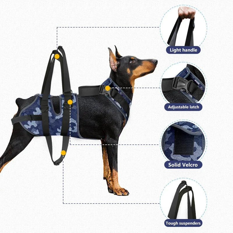 Arnés de elevación ajustable para perros, chaleco para perros con patas delanteras y traseras, soporte de elevación para ayuda canina, rehabilitación de ligamentos, accesorios para mascotas