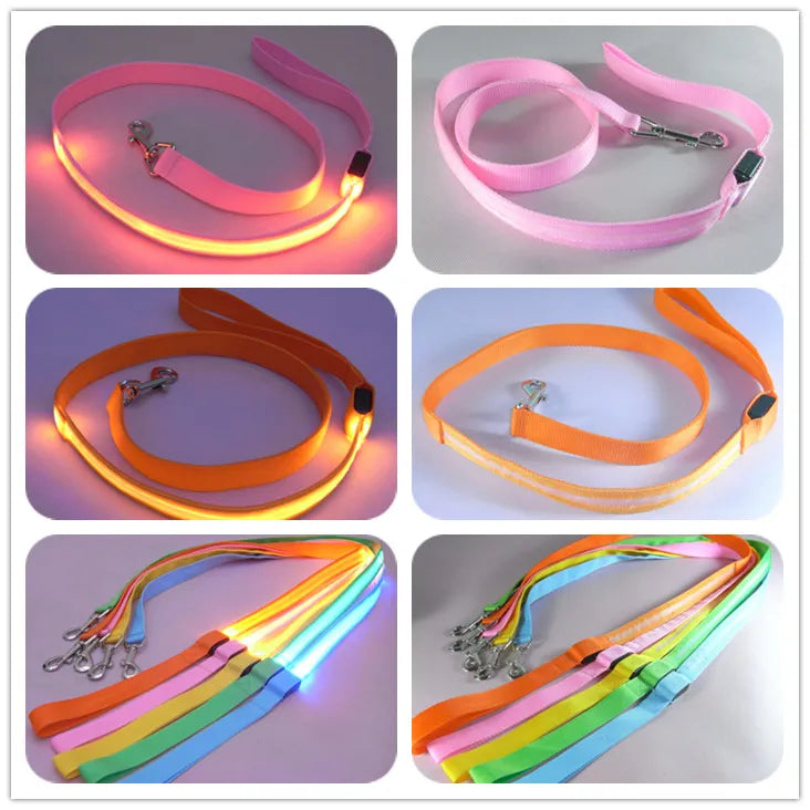 Correa luminosa para perro con luz LED, correa de plomo para seguridad de perro, Collar brillante intermitente, arnés, accesorios electrónicos para mascotas