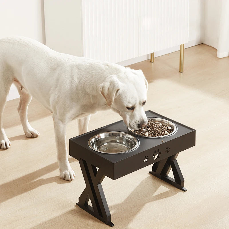 Bols doubles pour chiens avec support, hauteur réglable, bol d'alimentation pour animaux de compagnie, bol de nourriture et d'eau surélevés pour chiens de taille moyenne et grande, Table élévatrice pour chats