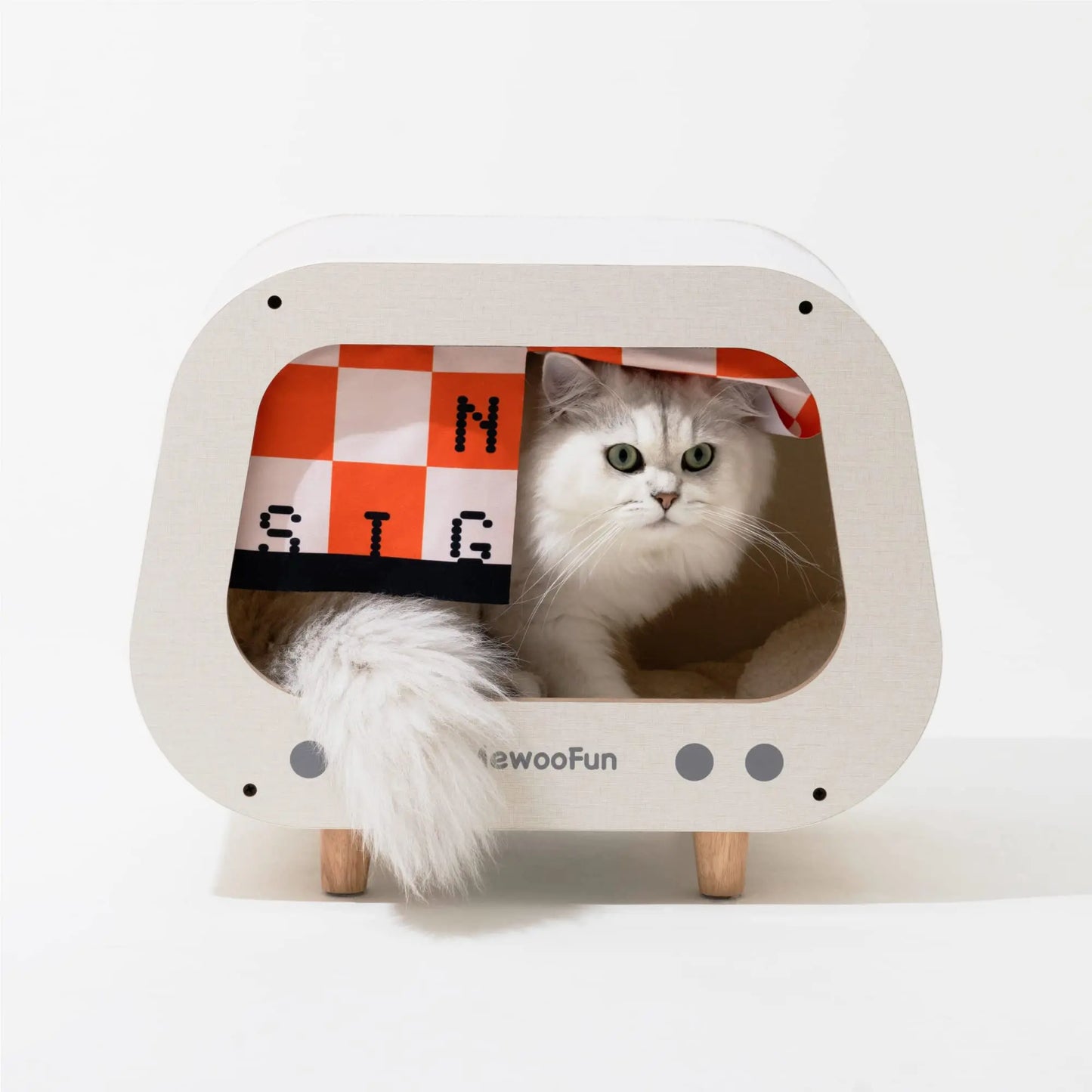 MewooFun-cama para casa de gatos, condominio para gatos, TV para interiores, resistente, de lujo, grande, de madera, muebles de refugio para gatos con almohadilla para rascar