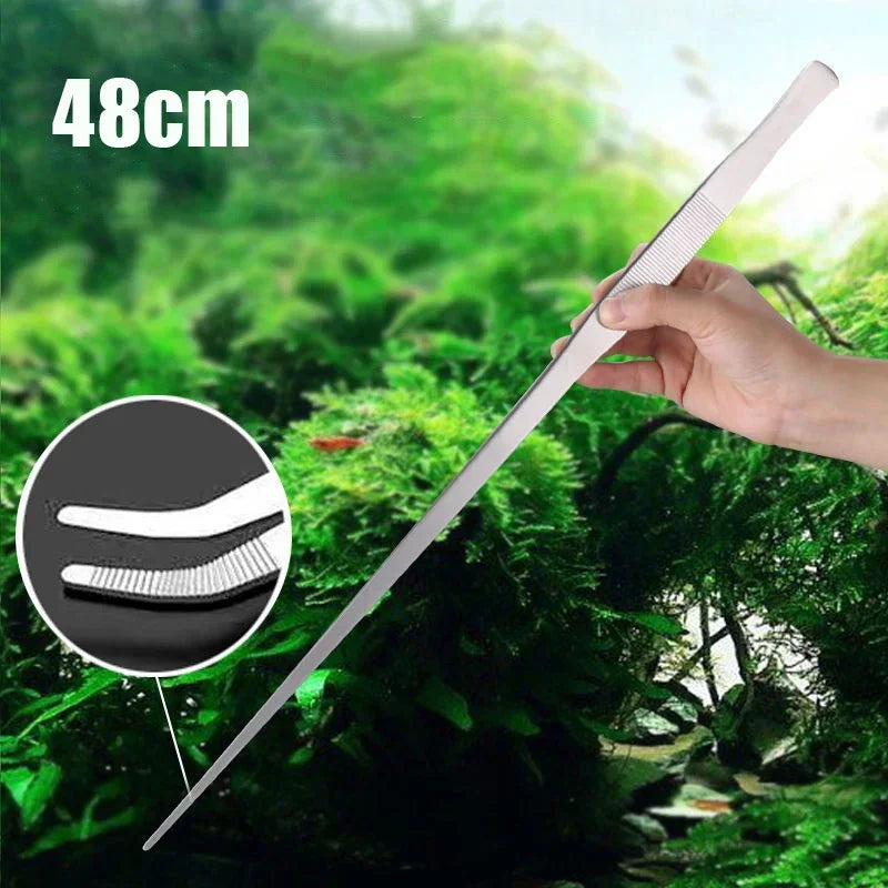 Pincettes en acier inoxydable de 48cm, pour aquarium, plantes aquatiques, outil d'aqaurium, pince incurvée pour plantes aquatiques, pinces d'alimentation pour oiseaux et reptiles