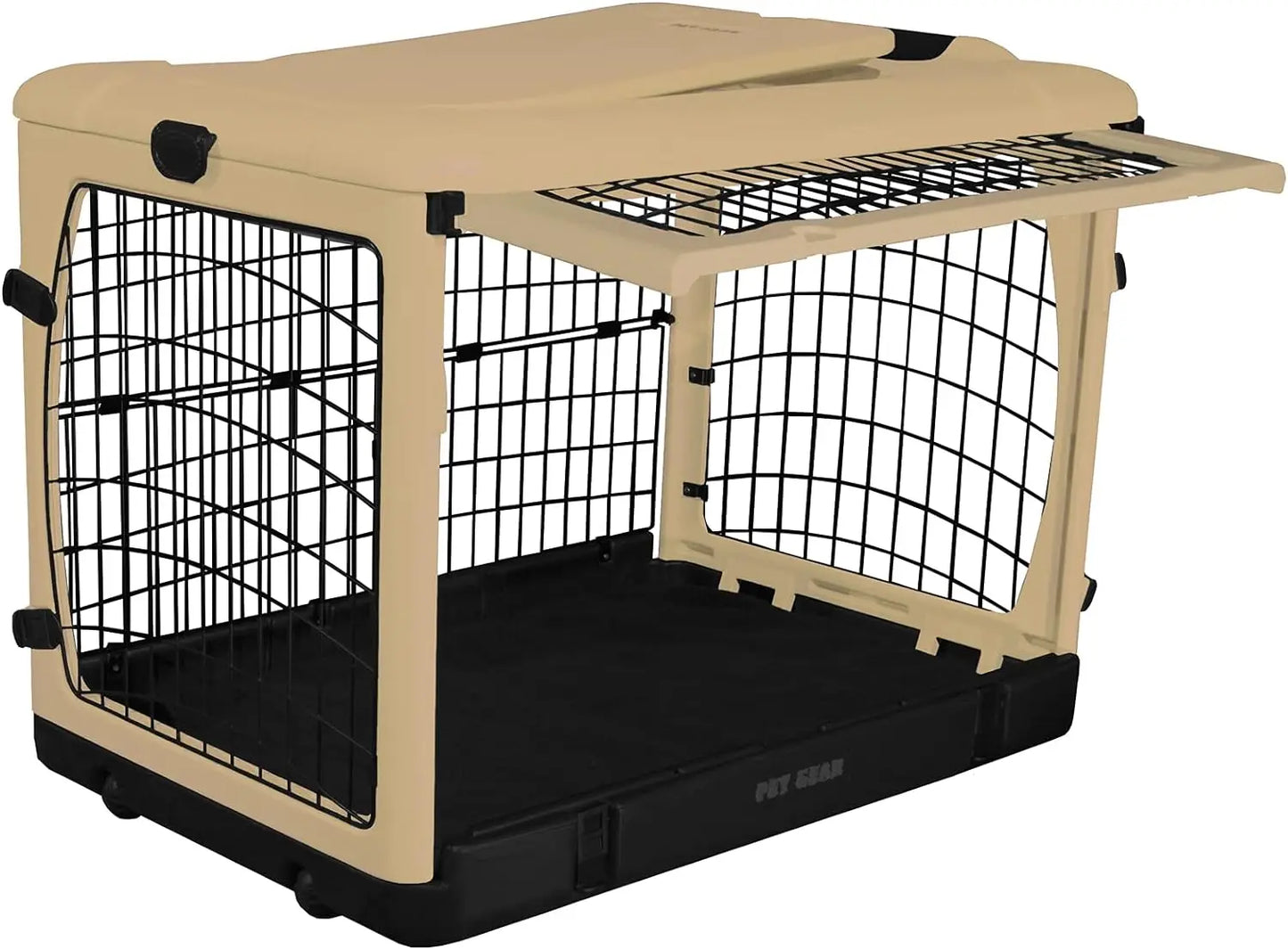 Pet Gear Caisse en acier à 4 portes « The Other Door » pour chiens/chats avec porte de style garage, comprend un lit en peluche + un sac de voyage, sans outils