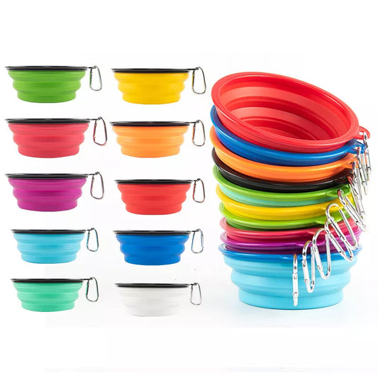 Cuenco de silicona plegable grande para perros y mascotas, recipiente portátil para comida para cachorros, para viajes al aire libre, plato alimentador, 1000ml