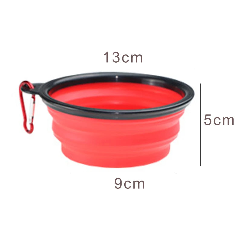 Cuenco plegable de silicona para perros y mascotas, contenedor portátil de comida para cachorros, para viajes al aire libre, plato alimentador, suministros para mascotas, 350ml