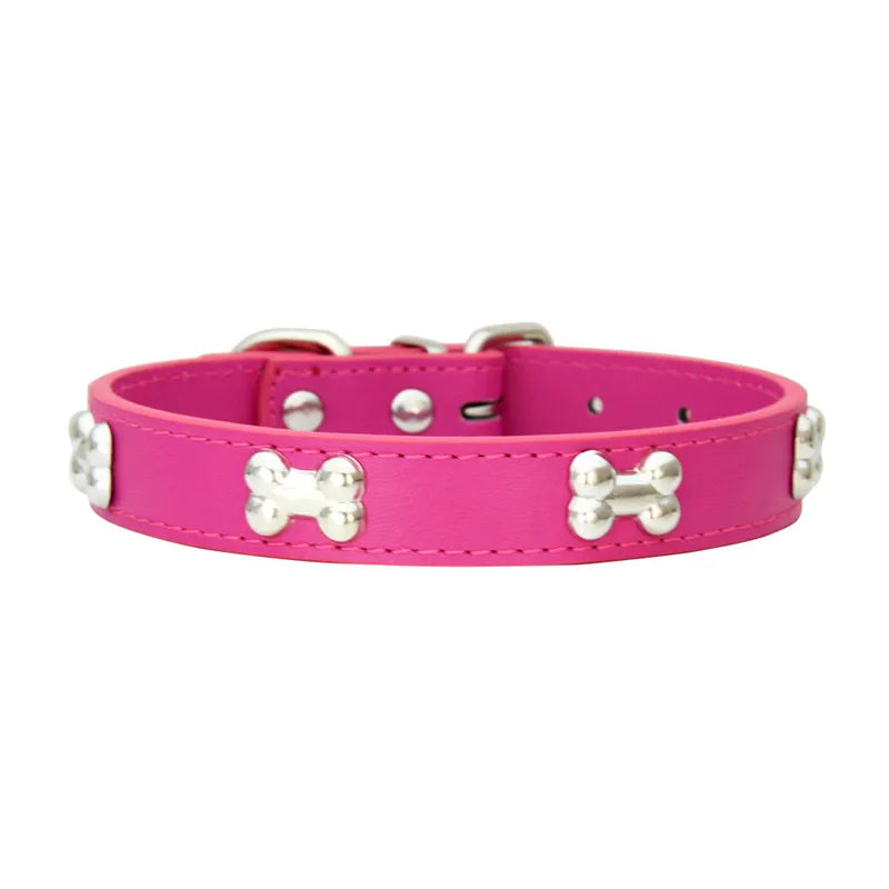 Collares duraderos de cuero de hueso para perros, collares para cachorros y Pug para perros pequeños y grandes, accesorios para gatos y Chihuahua, Collar para perros pequeños