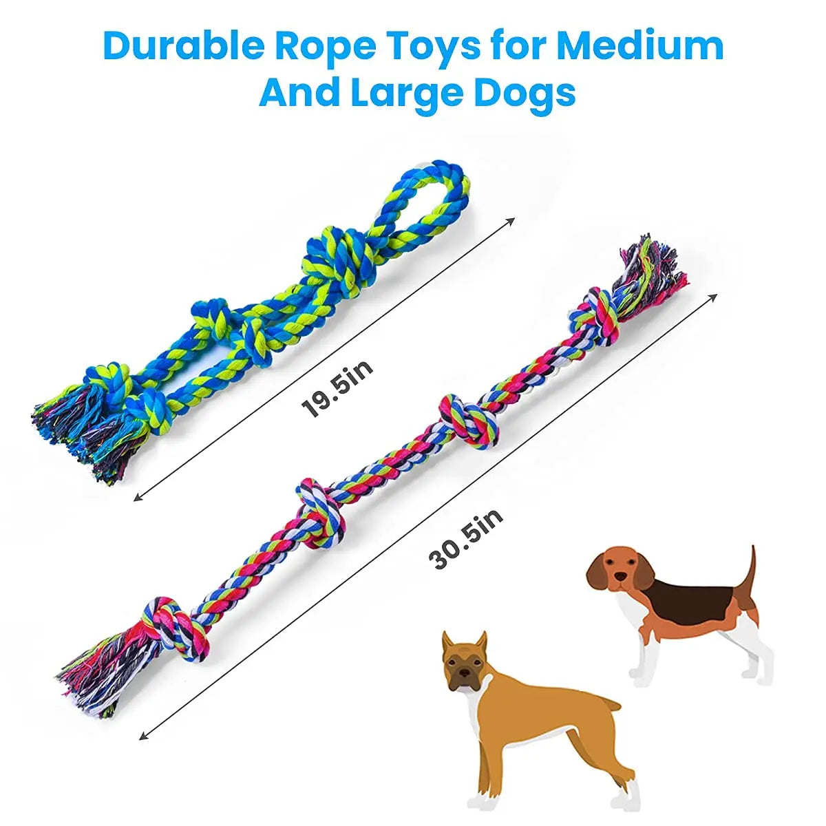 Los juguetes de cuerda para perros son adecuados para masticar dominantes de tamaño grande y mediano. Los juguetes de cuerda para perros de 2 piezas son adecuados para perros grandes.