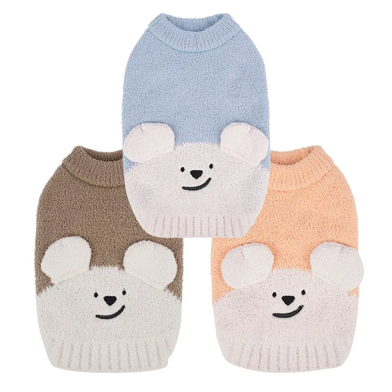 Warm Dog Sweaters Soft Comfortable Fleece Pet Sweaters for Small Dogs Cute Bear Puppy Knitted Coat for Chihuahua Maltese Bichon Fashion Style