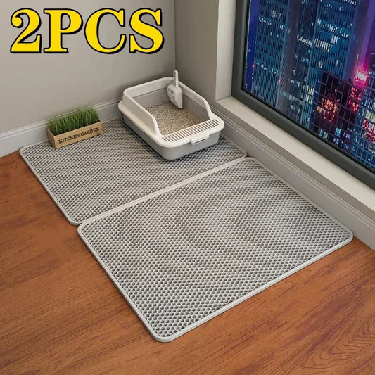 Tapis de litière pour chat Double couche imperméable à l'eau tapis de piégeage résistant à l'urine facile à nettoyer tapis de toilette antidérapant tapis à gratter pour chat grand coussin de pied