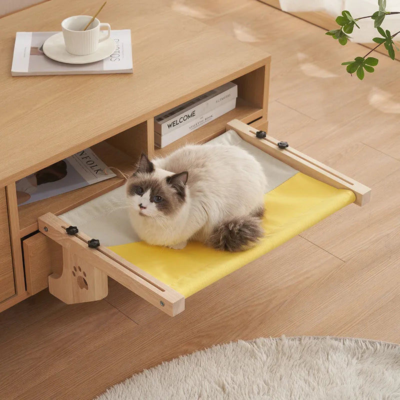 Hamaca colgante ajustable para gato, asiento de pared interior, hamaca para mascotas montada, percha de ventana para gato