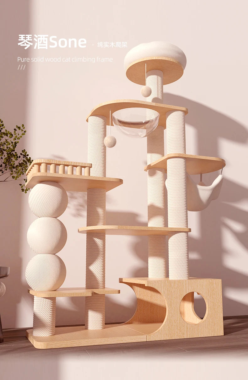 Tour arbre à chat, jouet à gratter, escaliers, luxe, grande aire de jeux, Villa, ensemble d'escalade, produits pour animaux de compagnie Gato