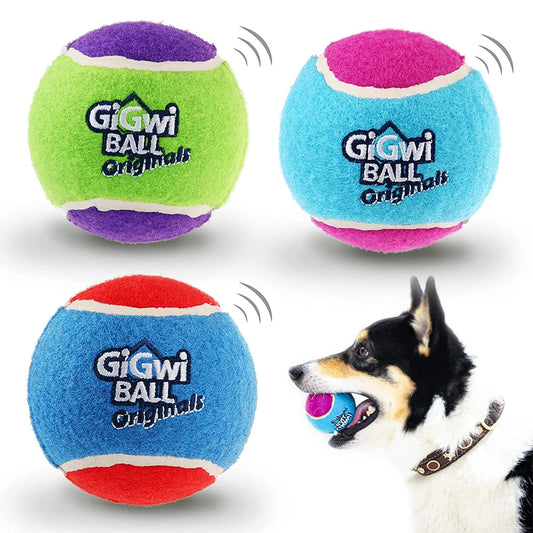 Pelota de tenis chirriante para perros, juguetes interactivos para perros, pelota de goma con sonido de alto rebote para entrenamiento de perros pequeños y medianos, pelota de juego al aire libre