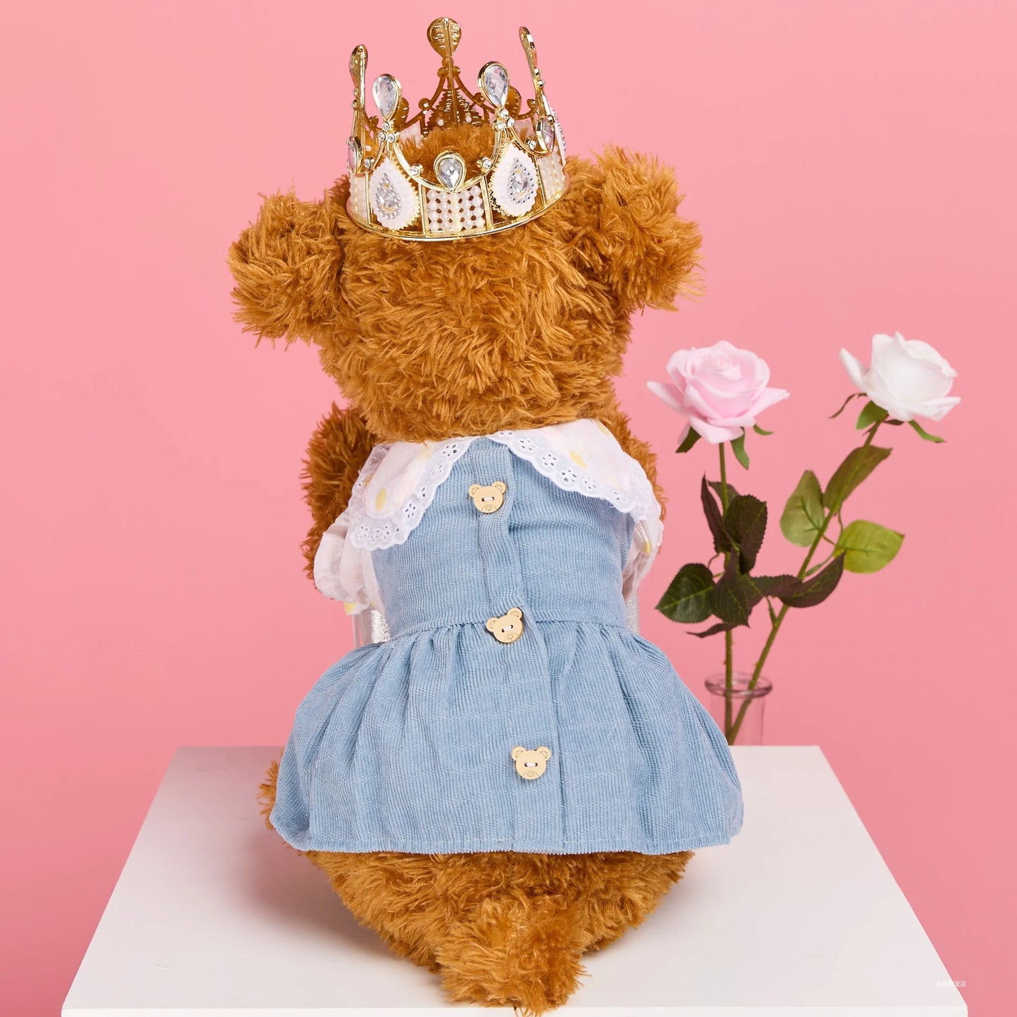 Ropa para mascotas, vestido de princesa con botones de flores rosas, ligero y transpirable, primavera/verano, ajustado, para perros pequeños y medianos, 1 ud.