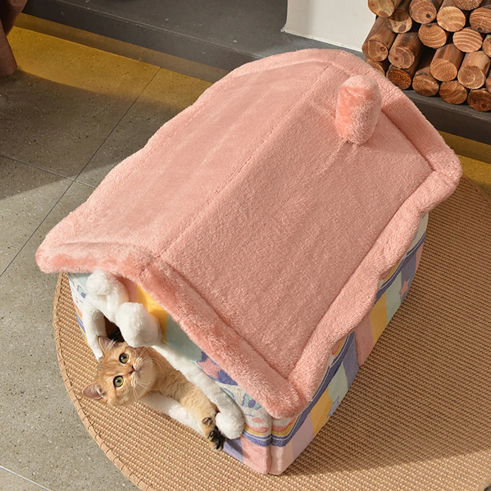 Cat House For Small Medium Dogs Washable Comfortable And Warm Fully Detachable Easy Storage Pet Beds & Furniture Cat