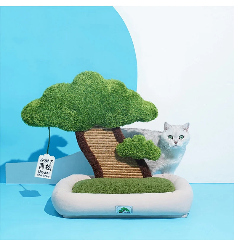 Nido para gatos, sofás cama multifuncionales para mascotas con almohadillas para rascar, trinquete de molienda para gatos, casa para dormir con juguetes interactivos de menta para gatos