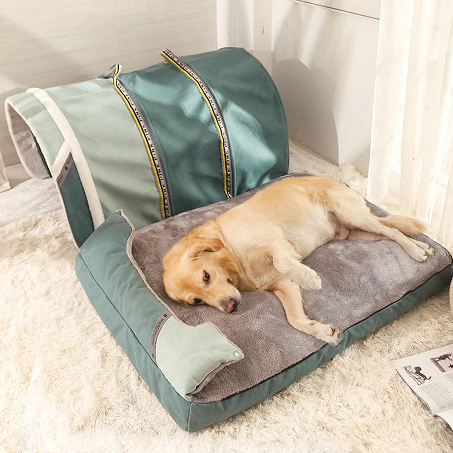 Couverture supérieure de toit de lit pour chien, Extension de grande taille, matelas amovible, Jumbo pliable, nid d'entrée, dôme, Perros d'intérieur pour chien