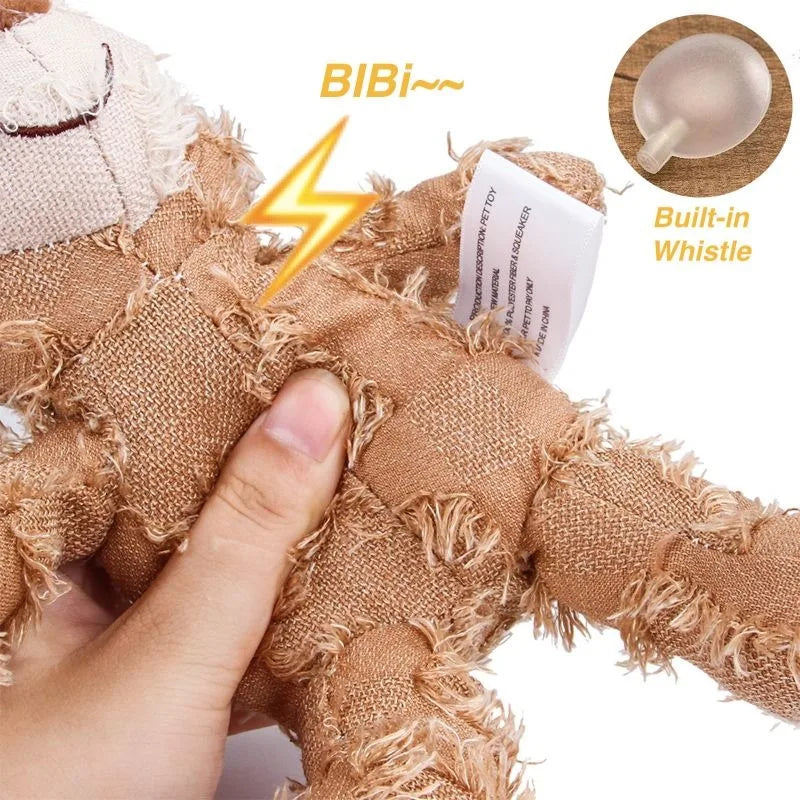 Oso de peluche para mascotas, juguete de sonido, juguetes interactivos de felpa para perros, molienda, limpieza de dientes, juguete antimordida, oso, suministros para mascotas