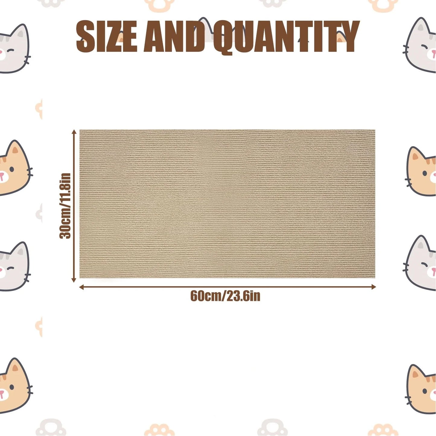 4 Pack Cat Scratch Mats Trimmable Cat Scratching Post Carpet Cover Self-Adhesive Cat Tree Furniture&Couch Protector