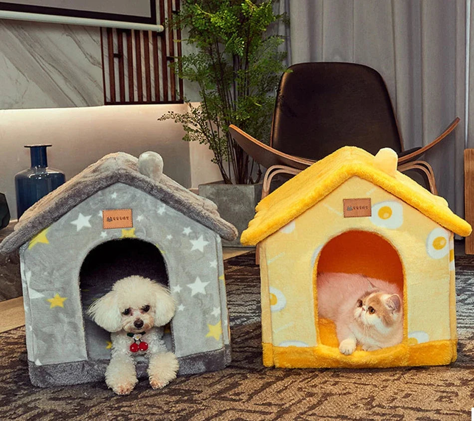 Pet Foldable House Kennel Bed Mat Cottage for Dogs Cat Winter Warm Cozy Nest Pet Products Basket Puppy Cave Sofa