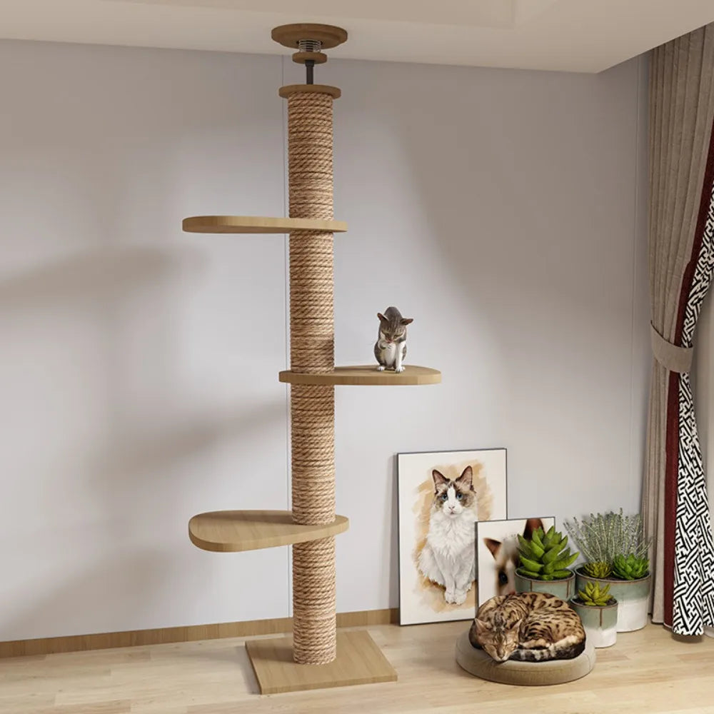 Árbol para gatos, torre para gatos de suelo a techo con poste rascador, hamaca, centro de actividades para mascotas, juguete de escalada para gatitos, muebles para mascotas