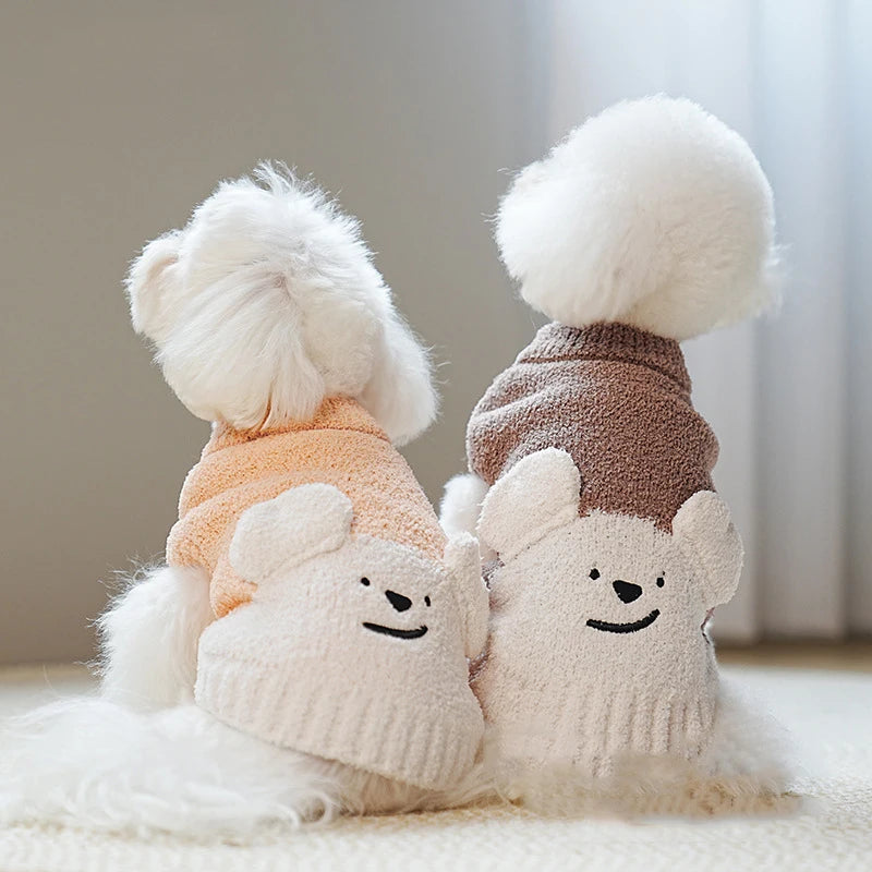 Warm Dog Sweaters Soft Comfortable Fleece Pet Sweaters for Small Dogs Cute Bear Puppy Knitted Coat for Chihuahua Maltese Bichon Fashion Style