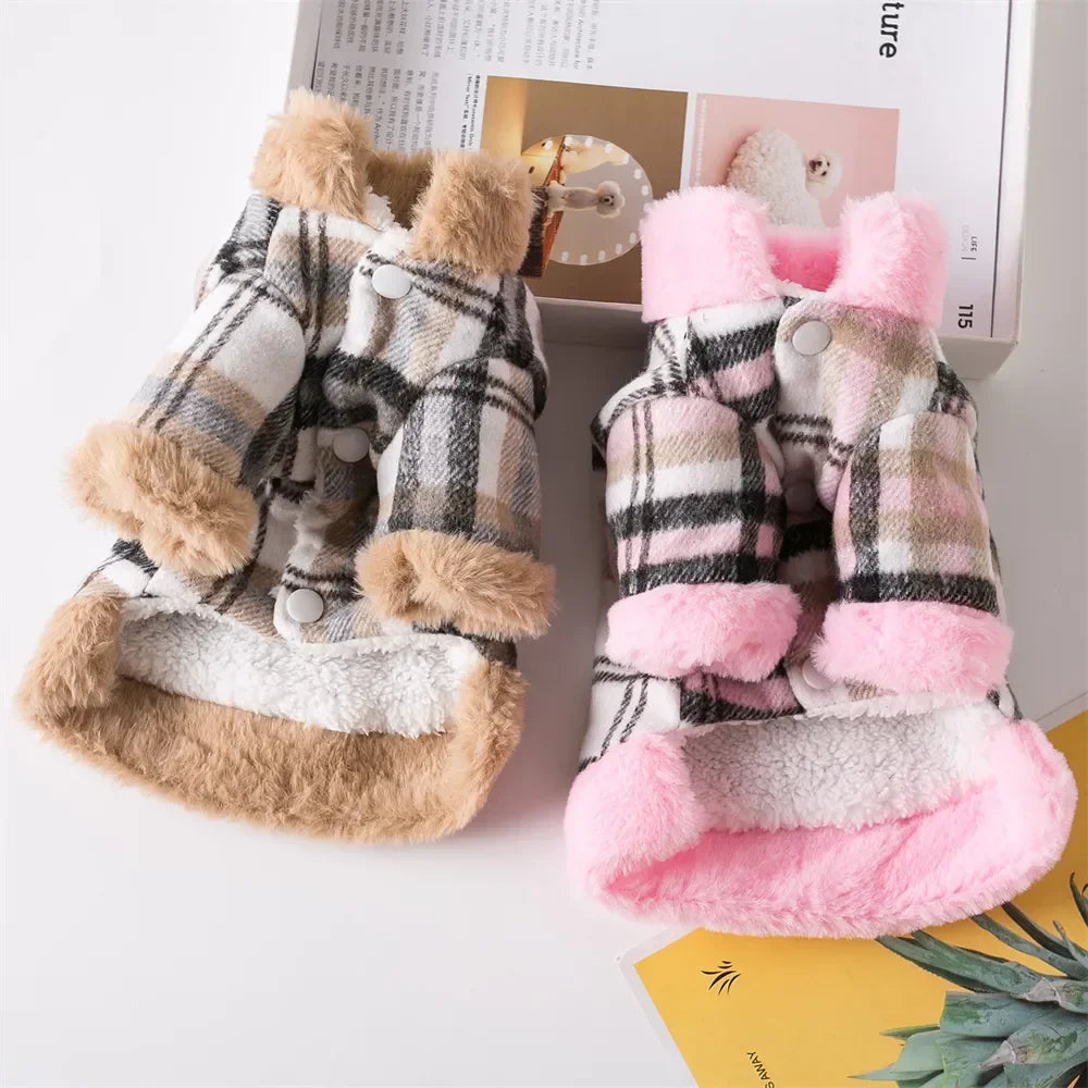 Winter Yorkie Clothes Plaid Warm Puppy Soft Dog Small Coat Vest For Kitten Cats Chihuahua Pet Jacket Dogs Sweatshirt Fashion Style