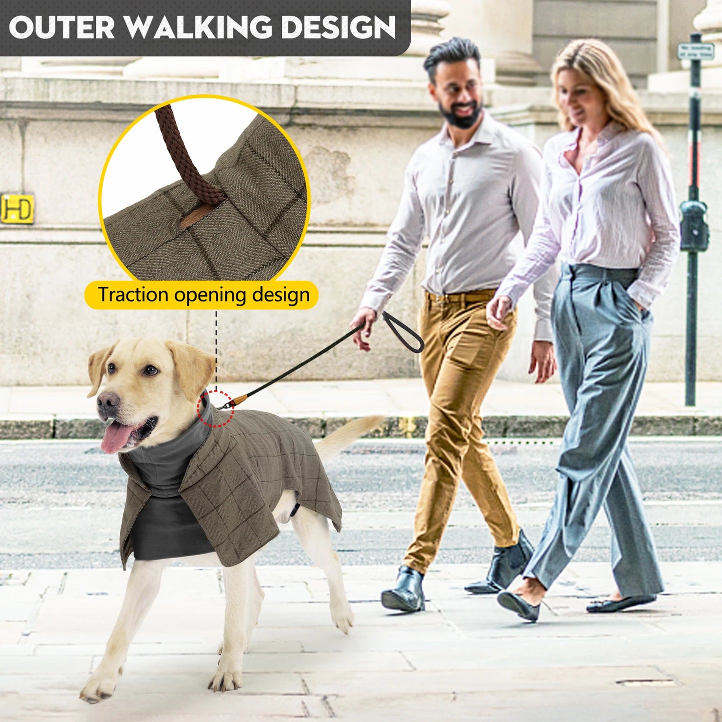 Chaqueta para perros a cuadros a prueba de viento para perros machos Estilo británico Otoño Invierno Abrigo cálido para perros Forro polar Vestido formal de vacaciones ajustable Estilo de moda