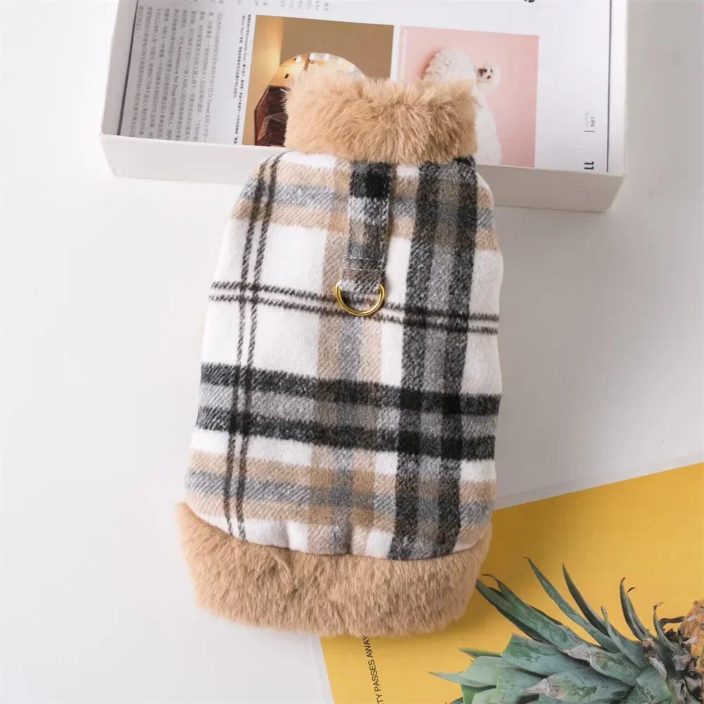 Ropa de invierno Yorkie a cuadros cálido cachorro suave perro pequeño abrigo chaleco para gatitos gatos Chihuahua chaqueta para mascotas perros sudadera estilo de moda