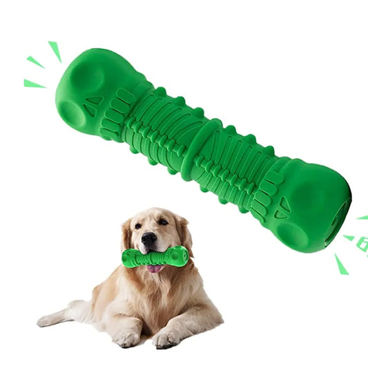 Juguetes chirriantes para perros, juguetes para masticar para perros resistentes e indestructibles, limpieza de dientes de goma Natural, huesos de perro para razas medianas y grandes