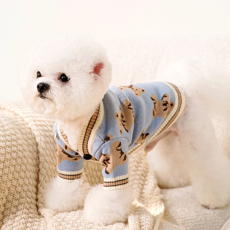 Ropa de lujo para perros Chihuahua, cárdigan a rayas, suéter, Bichon Frise, cachorro, gatito, abrigo cálido para perros y gatos, accesorios para mascotas