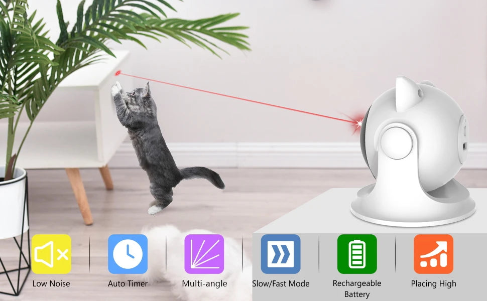 Automatic Cat Laser Toy for Indoor Cats,Interactive cat Toys for Kittens/Dogs,Fast/Slow Mode,Adjustable Circling Ranges