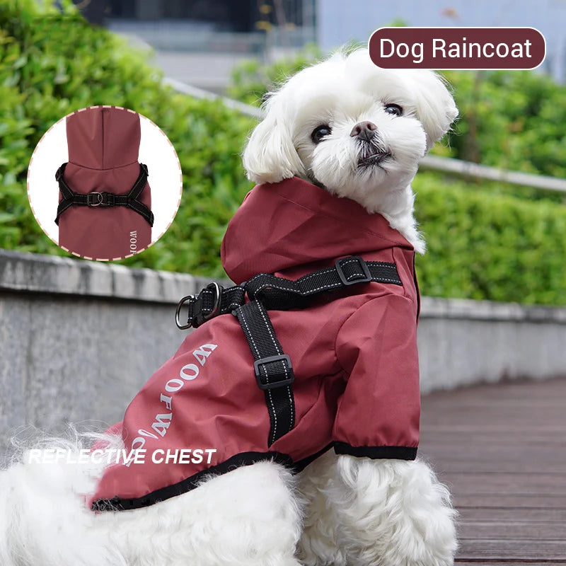 Chubasquero para perros con arnés, chaqueta impermeable con forro de malla transpirable para perros pequeños, ropa reflectante con capucha para cachorros, Chihuahua